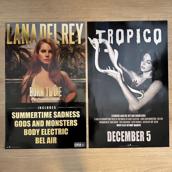 Lana Del Rey Other - 2pc Lana Del Rey Tropico Movie/Born to Die Paradise Edition Double-Sided Posters